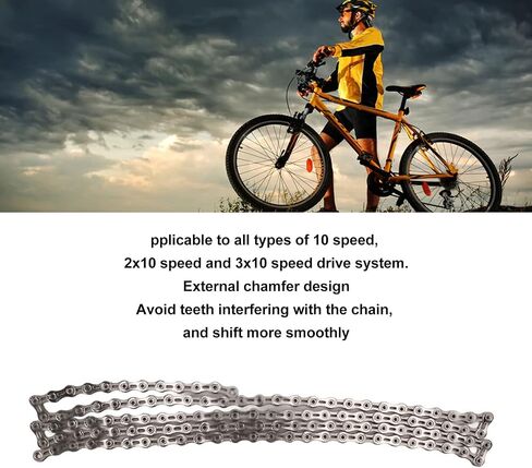10 Speed Chain,Full Hollow Lightweight Mountain Road Bike Chain Alloy Steel Cycling Riding Bike Chain Replacement (Silver) in Saudi Arabia