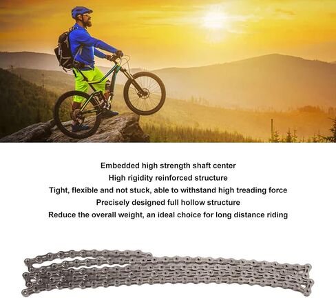 10 Speed Chain,Full Hollow Lightweight Mountain Road Bike Chain Alloy Steel Cycling Riding Bike Chain Replacement (Silver) in Saudi Arabia