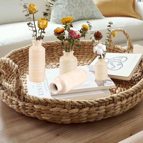 ZOOFOX 4 حزمة مزهريات ديكور منزلي ريفي، مزهريات بوهو حديثة مع لمسة نهائية متشققة لديكور الرف، مزهريات زخرفية بسيطة لحفلات الزفاف وطاولة العشاء، هدية الترحيب بالمنزل الجديد in Kuwait