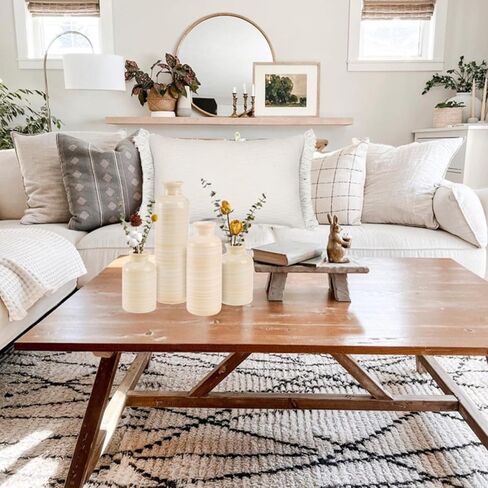 ZOOFOX 4 حزمة مزهريات ديكور منزلي ريفي، مزهريات بوهو حديثة مع لمسة نهائية متشققة لديكور الرف، مزهريات زخرفية بسيطة لحفلات الزفاف وطاولة العشاء، هدية الترحيب بالمنزل الجديد in Kuwait