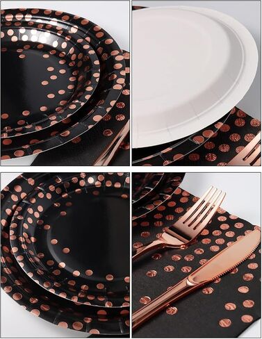 141 Pieces Pink and Rose Gold Party Supplies, Party Dinnerware Sets Include Paper Plates Napkins Cups Silverware, for Wedding Bridal Shower Engagement Birthday Parties Decoration -20 Serves in Saudi Arabia
