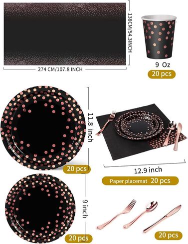 141 Pieces Pink and Rose Gold Party Supplies, Party Dinnerware Sets Include Paper Plates Napkins Cups Silverware, for Wedding Bridal Shower Engagement Birthday Parties Decoration -20 Serves in Saudi Arabia