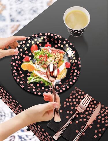 141 Pieces Pink and Rose Gold Party Supplies, Party Dinnerware Sets Include Paper Plates Napkins Cups Silverware, for Wedding Bridal Shower Engagement Birthday Parties Decoration -20 Serves in Saudi Arabia