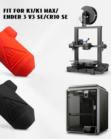 جوارب بغطاء من السيليكون من Hotend تناسب طابعة Creality K1/K1 Max/Ender 3 V3 SE/CR10 SE FDM ثلاثية الأبعاد، 3 أسود 3 أحمر in Kuwait