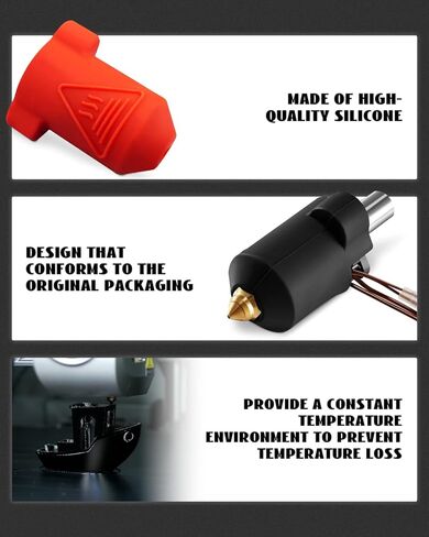 جوارب بغطاء من السيليكون من Hotend تناسب طابعة Creality K1/K1 Max/Ender 3 V3 SE/CR10 SE FDM ثلاثية الأبعاد، 3 أسود 3 أحمر in Kuwait