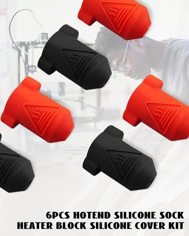 جوارب بغطاء من السيليكون من Hotend تناسب طابعة Creality K1/K1 Max/Ender 3 V3 SE/CR10 SE FDM ثلاثية الأبعاد، 3 أسود 3 أحمر in Kuwait