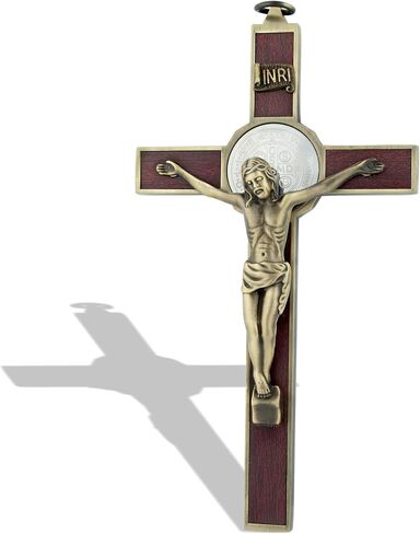 Deluxe Catholic Saint Benedict Wall Crucifix (Antique Brass) in Saudi Arabia