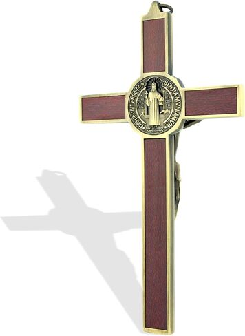 Deluxe Catholic Saint Benedict Wall Crucifix (Antique Brass) in Saudi Arabia