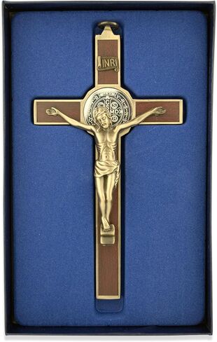Deluxe Catholic Saint Benedict Wall Crucifix (Antique Brass) in Saudi Arabia