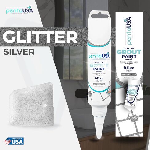 بلاط الجص PentaUSA - أنبوب الجص اللامع، طلاء الجص اللامع سريع الجفاف، 6 أونصة سائلة، طقم إصلاح الجص اللامع - تجديد خطوط الجص في الحمام، المطبخ، أسطح العمل (180 مل، 6 أونصة سائلة) (ذهبي) in Saudi Arabia