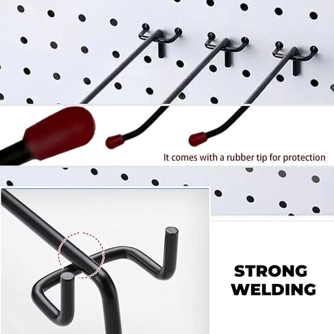 Pegboard Hooks 50 Pack Pegboard Accessories 4'' Black Lightweight Pegboard Organizer Kit with Rubber Tip Fit 1/4" 1/8" Peg Board for Organization Garage Tool Storage Pegboards Utility Hooks in Saudi Arabia
