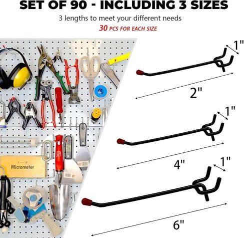 Pegboard Hooks 50 Pack Pegboard Accessories 4'' Black Lightweight Pegboard Organizer Kit with Rubber Tip Fit 1/4" 1/8" Peg Board for Organization Garage Tool Storage Pegboards Utility Hooks in Saudi Arabia