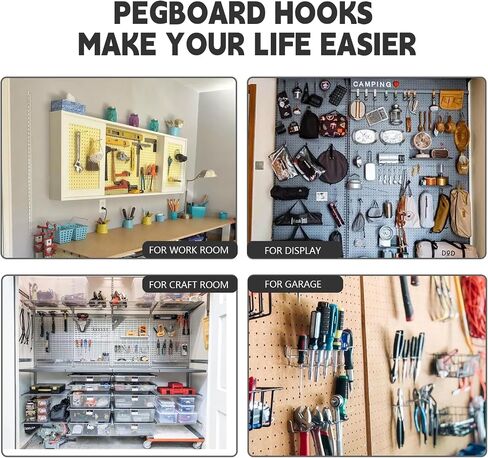 Pegboard Hooks 50 Pack Pegboard Accessories 4'' Black Lightweight Pegboard Organizer Kit with Rubber Tip Fit 1/4" 1/8" Peg Board for Organization Garage Tool Storage Pegboards Utility Hooks in Saudi Arabia