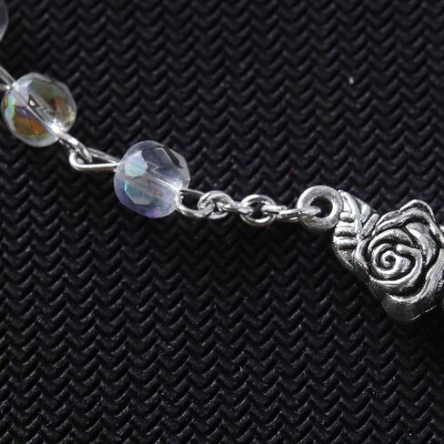 Crystal Glass Rosary with Rose Our Father Beads, Catholic Keepsake Gifts for Women, 19.5 Inches with 1 ¾ Inch Crucifix in Kuwait