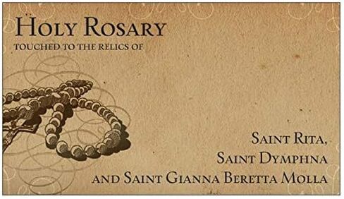 Touched to relics of St Rita St Dymphna & St Gianna Molla patrons of Mothers Day Children Cancer Lost causes illness depression anxiety stress worry hardship drug use (Green) in Saudi Arabia