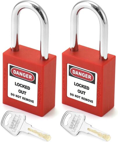 QWORK Red Lockout Tagout Safety Padlock, 2 Padlocks with 2 Keys, Keyed Alike in Saudi Arabia