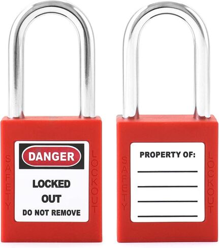 QWORK Red Lockout Tagout Safety Padlock, 2 Padlocks with 2 Keys, Keyed Alike in Saudi Arabia