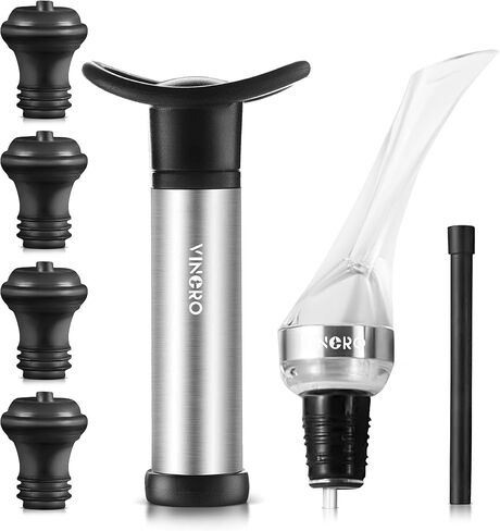 Wine Saver Pump with 4 Vacuum Stoppers and professional wine decanter aerator pourer spout, wine set, Ideal Wine Accessories Gift in Saudi Arabia