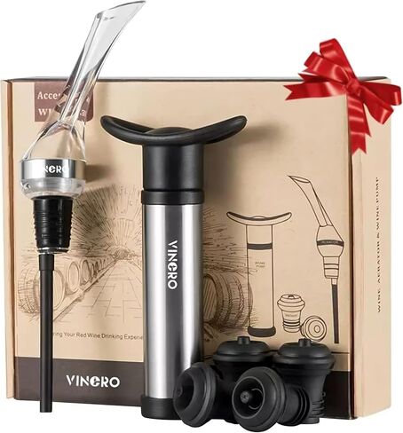 Wine Saver Pump with 4 Vacuum Stoppers and professional wine decanter aerator pourer spout, wine set, Ideal Wine Accessories Gift in Saudi Arabia
