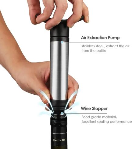 Wine Saver Pump with 4 Vacuum Stoppers and professional wine decanter aerator pourer spout, wine set, Ideal Wine Accessories Gift in Saudi Arabia