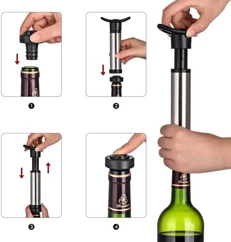 Wine Saver Pump with 4 Vacuum Stoppers and professional wine decanter aerator pourer spout, wine set, Ideal Wine Accessories Gift in Saudi Arabia