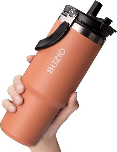 BUZIO 30 oz Tumbler with Handle, Insulated Tumbler with 2-in-1 Lid and Straw, Stainless Steel Vacuum Insulated Iced Coffee Tumbler Cup Water Bottle for Water, Iced Tea or Coffee, Smoothie in Saudi Arabia