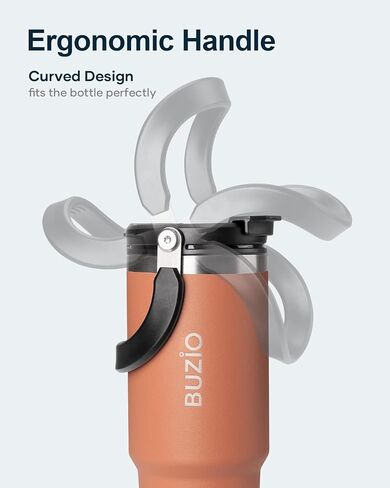 BUZIO 30 oz Tumbler with Handle, Insulated Tumbler with 2-in-1 Lid and Straw, Stainless Steel Vacuum Insulated Iced Coffee Tumbler Cup Water Bottle for Water, Iced Tea or Coffee, Smoothie in Saudi Arabia