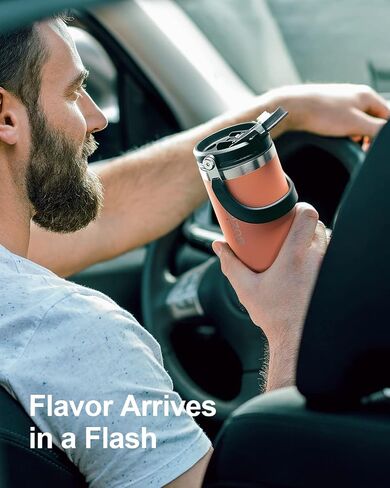 BUZIO 30 oz Tumbler with Handle, Insulated Tumbler with 2-in-1 Lid and Straw, Stainless Steel Vacuum Insulated Iced Coffee Tumbler Cup Water Bottle for Water, Iced Tea or Coffee, Smoothie in Saudi Arabia