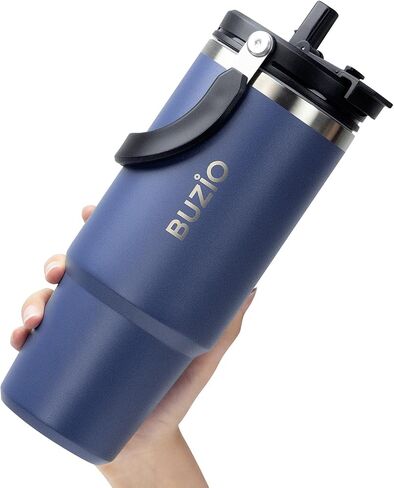BUZIO 30 oz Tumbler with Handle, Insulated Tumbler with 2-in-1 Lid and Straw, Stainless Steel Vacuum Insulated Iced Coffee Tumbler Cup Water Bottle for Water, Iced Tea or Coffee, Smoothie in Saudi Arabia
