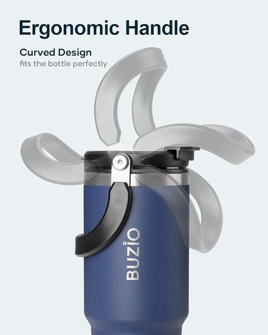 BUZIO 30 oz Tumbler with Handle, Insulated Tumbler with 2-in-1 Lid and Straw, Stainless Steel Vacuum Insulated Iced Coffee Tumbler Cup Water Bottle for Water, Iced Tea or Coffee, Smoothie in Saudi Arabia