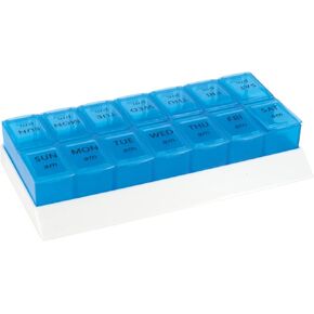 Apex 7 Day AM/PM Weekly Pill Organizer - Weekly Pill Organizer, 2 Times a Day, Easy-Open, Organize Medication or Vitamins, See Through