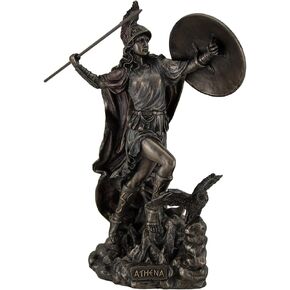 Veronese Design 10 1/4" Tall Greek Goddess of Wisdom Athena Javelin Throw Cold Cast Resin Statue Antique Bronze Finish Sculpture