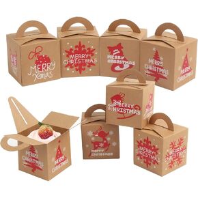 LOMIMOS Christmas Bakery Boxes,Mini Kraft Cardboard Boxes for Cupcakes Cookies Brownies Donuts Dessert Gift-Giving Packaging,24PCS