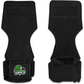 GREEN HAWK Premium Weight Lifting Grips with Neoprene Wrist Straps for Heavy Powerlifting, Deadlifts, Rows, Pull-Ups – Non-Slip, Padded Support for Bodybuilding and Gym Workouts, Black