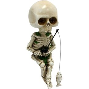 Mini Skeleton Figurines for Home Decor, 4.5 inch Resin Small Skeletons Halloween Decorations, Craft Haunted House Accessories Party Favors (Hat)
