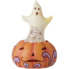 Enesco Jim Shore Heartwood Creek Ghost in Pumpkin Miniature Figurine, 3.94 Inch, Multicolor