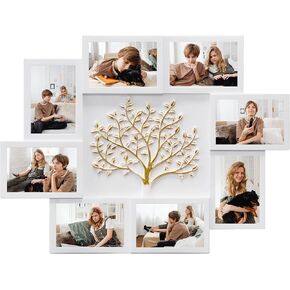 Jerry & Maggie Picture Frames Collage Wall Decor for Home, Family Tree Photo Frames for Wall, 4x6 Picture Frame Collage with Tree, Black with Gold Tree