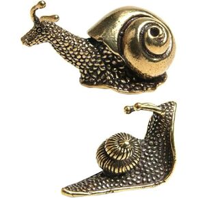 2Pcs Solid Brass Snail Figurines Small Statue House Decoration Animal Figurines Collectible Figurines Gift Home Décor Accents