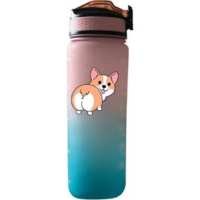 Floral Horse 32 oz Water Bottle with Times Marker to Drink and Straw, Carrying Strap, Leakproof Tritan BPA-Free, Ensure You Drink Enough Water for Fitness, Gym, Camping, Outdoor Sports