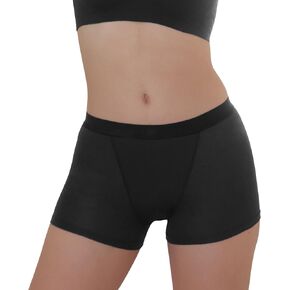 Washable Women Urinary Incontinence Boxer Brief Underwear Super Absorbent NightTime Shorts for Leaks 3.3OZ (Black, X-Large)