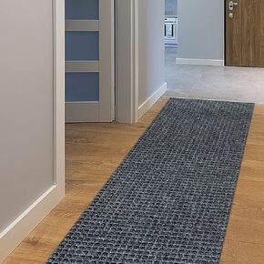 Custom Size Backed Non-Slip Area Rugs Runner,Easy Clean, Waterproof Runner Rugs for Hallway Entryway, Kitchen, Laundry, 18" x 71", Gray Grid