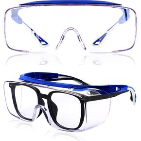 MORK&SUKY Safety Glasses Fit Over Prescription Eyeglasses, ANSI Z87 Certified,Anti-Fog Eye Protection for Men and Women.