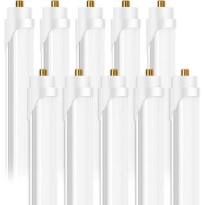 8 foot Led Bulbs T8 T12 LED 8ft Tube Light F96T8 F96T12 LED Bulb 96" FA8 Single Pin LED Fluorescent Replacement, (100W Fluorescent Equivalent) 6500K CW Daylight Milky Cover, 10 Pack