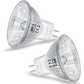 MR11 Light Bulbs, 12V 10W Halogen Light Bulbs 2 Pin, FTD Spotlight Bulb, GU4 Bi-Pin Base, Dimmable, 2700K Warm White, 2 Prong Light Bulb for Landscape, Accent, Track Lights, Fiber Optics, 2Pcs