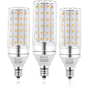 E12 LED Bulbs,12W LED Corn Light Bulb, E12 LED Bulb 100W Equivalent 1200 Lumen Daylight 5000K, Non-Dimmable LED Candelabra Light Bulbs, E12 Candelabra base Chandelier Light Bulbs, Pack of 3