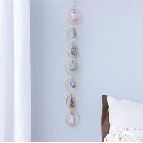 Decorative Wall Hanging Ornament Natural Crystal Gemstones Life of Trees and Agate Slices Ornament for Home Decor, Raw Stones Wall Hanging Arts