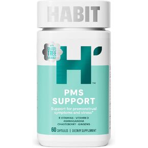 Habit PMS Support Supplement for Women (60 Capsules) - Supports Premenstrual Symptoms & Stress, Hormone Balance, Mood, B Vitamins, Vitamin D, Chasteberry, Ashwagandha, Gluten-Free, Non-GMO (1 Pack) in Kuwait