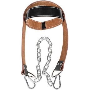 BESPORTBLE Sports Neck Harness Leather Neck Exerciser Builder Support Adjustable Neck Traps for Strength Builder Resistance Training Weight Lifting (Black)