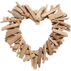 Wicker Heart Wreath Heart-Shaped Driftwood Wood Carved Wall Hanging Ornament for Wedding Birthday Party Decoration