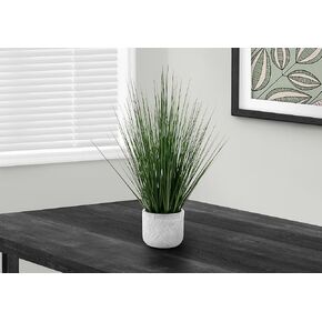 Monarch Specialties I 9574 Artificial Plant, 21" Tall, Grass, Indoor, Faux, Fake, Table, Greenery, Potted, Real Touch, Decorative, Green Grass, White Pot